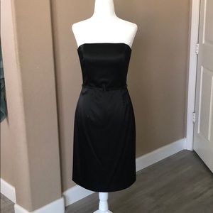 BHWM strapless satin dress with With belt